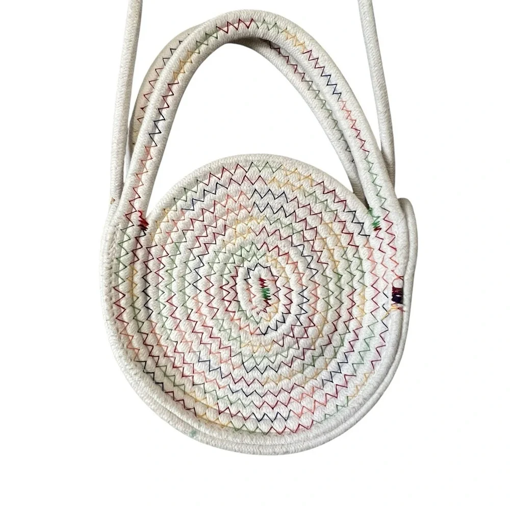 Crochet Floral Crossbody Bag Colorful Flower Boho Cottagecore Woven Open